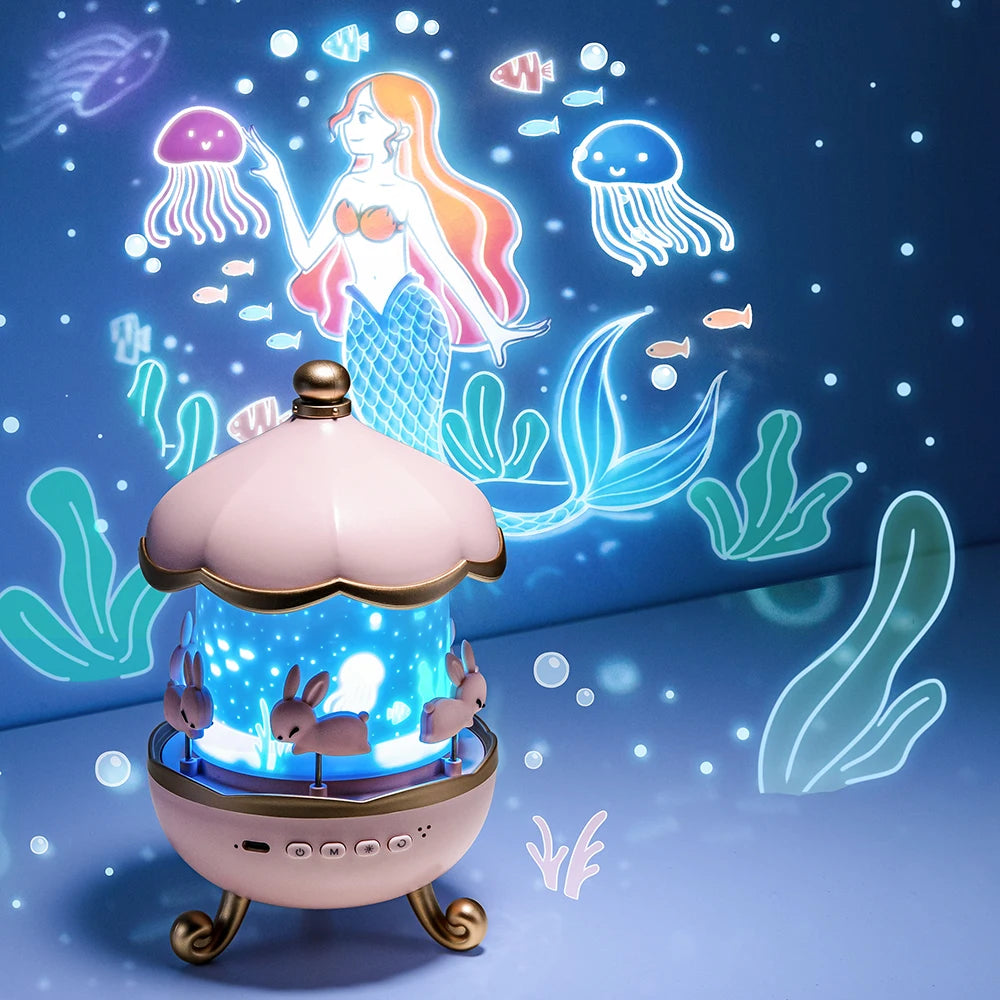 Kawaii Star Projector Night Light – Cute Castle Lamp for Kids & Baby Girls