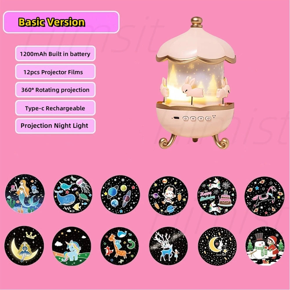 Kawaii Star Projector Night Light – Cute Castle Lamp for Kids & Baby Girls